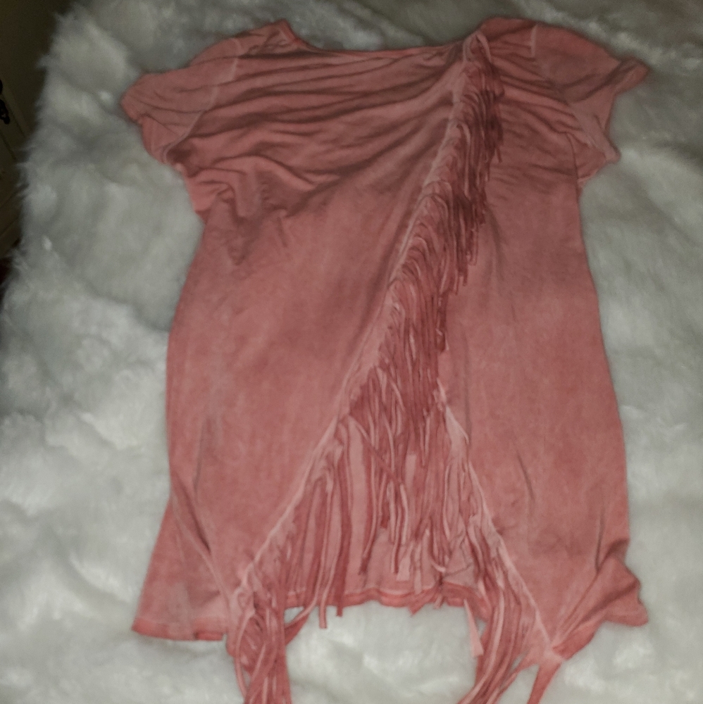 Party Size L Pink Distressed  Fringe Back